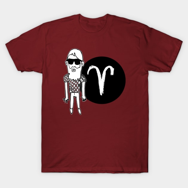 Aries Zodiac Man, Aries Guy T-Shirt by badlydrawnbabe